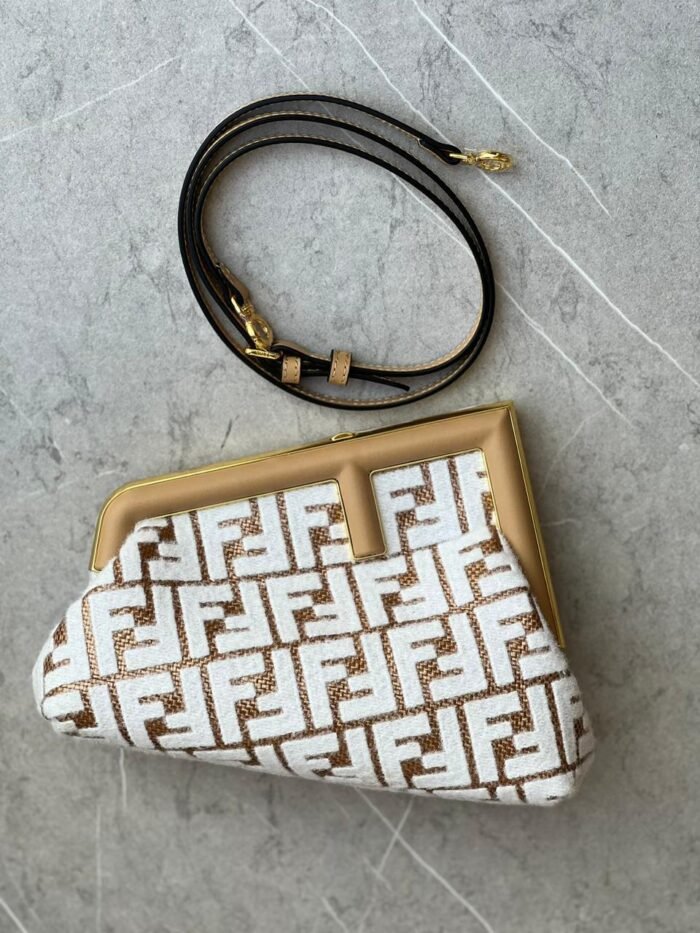 Fendi First Small Raffia bag with  fabric FF motif - Image 1